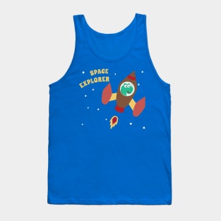 cute dinosaur astronaut play with his rocket. Tank Top